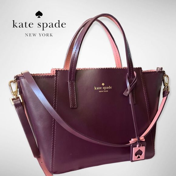 New Kate Spade Turner Road Small Loryn Satchel Crossbody Deep Plum & Pink $348 - Picture 15 of 16